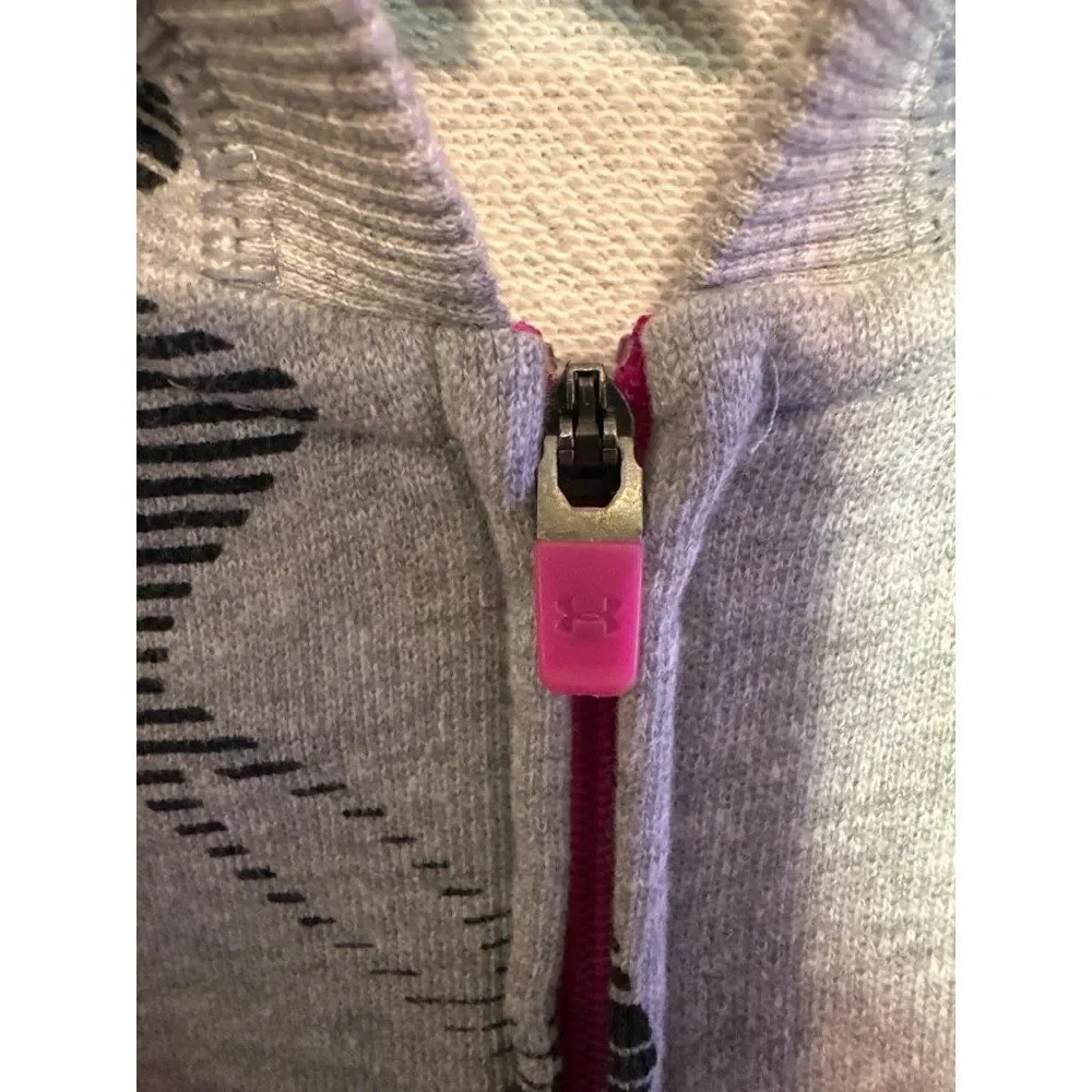 Under Armour Gray & Pink Zip Up Hoodie Vest  Size Youth XL‎